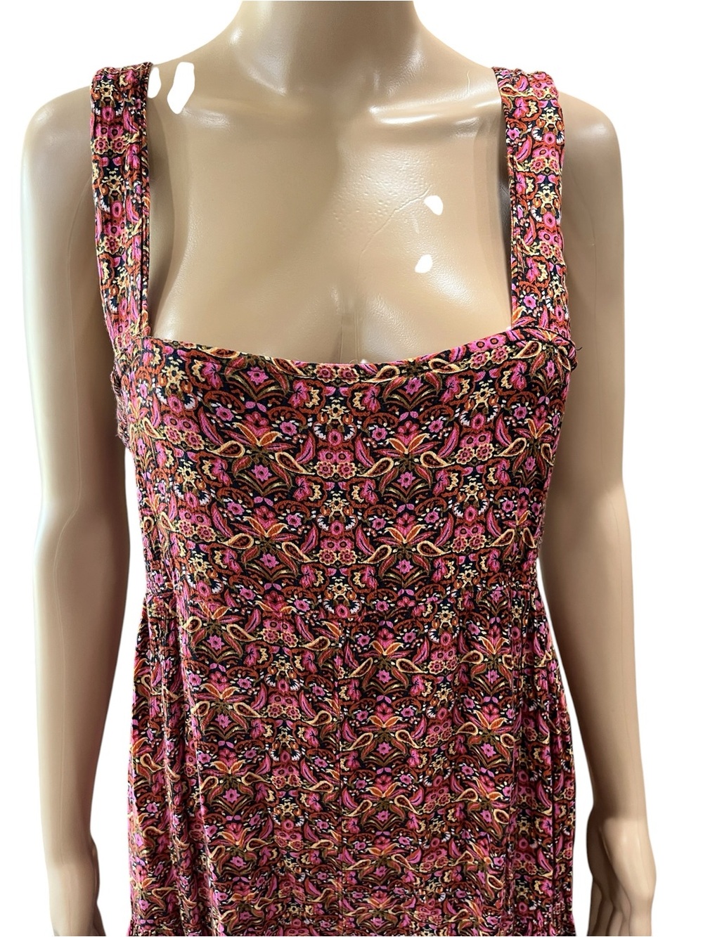 Natural Life Boho Floral Jumpsuit Square Neck Rayon Wide Leg Palazzo Romper M - Picture 3 of 10